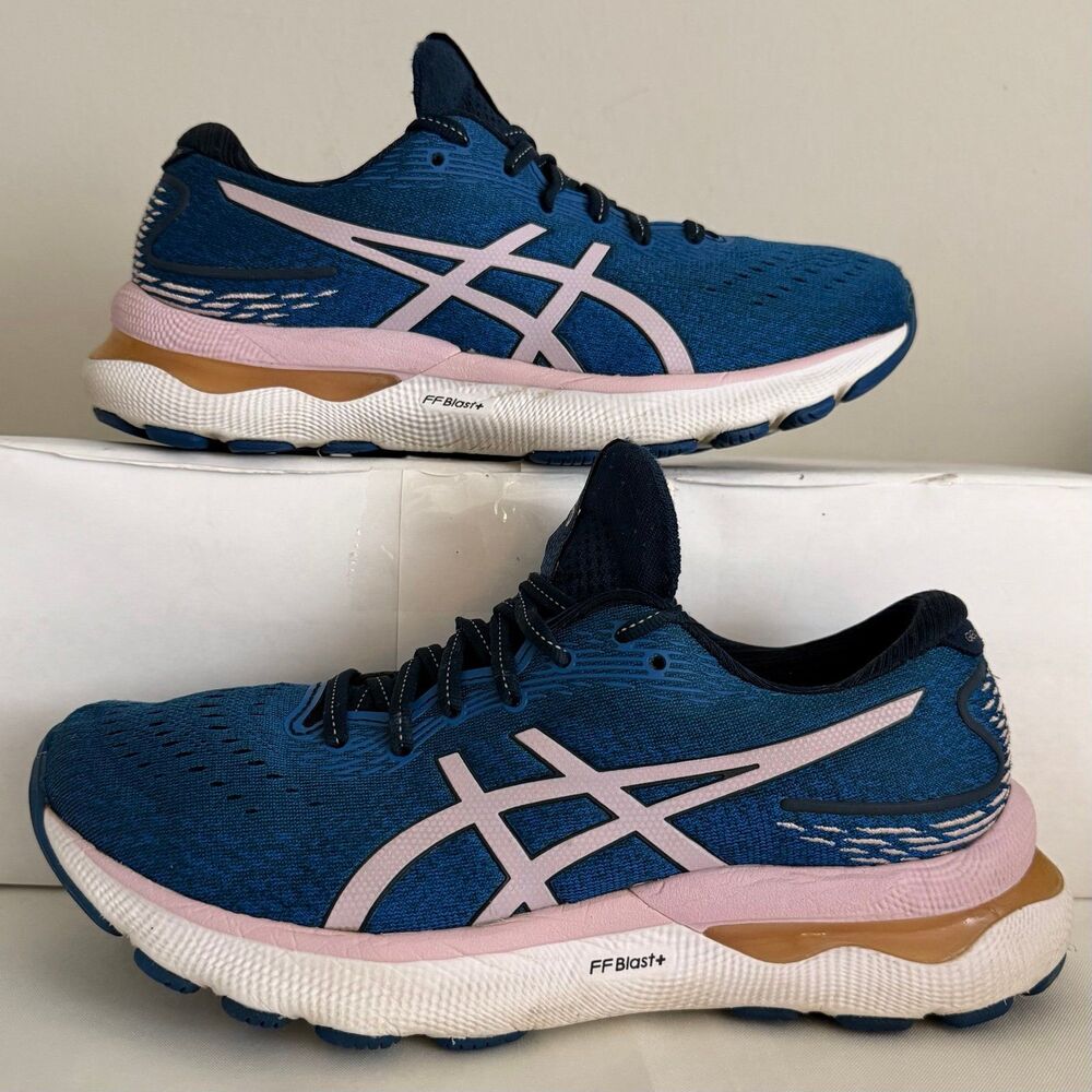 ASICS Gel-Nimbus 24 Women’s 7.5 Blue Pink Running Shoes FF Blast+ 1012B201